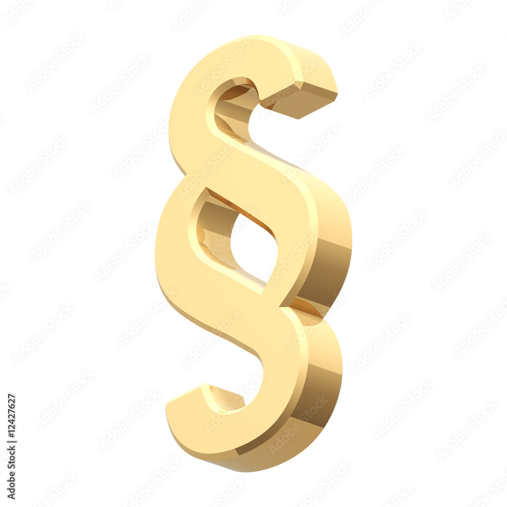 Gold Paragraph sign isolated on white. Gold Paragraph sign isolated on white.