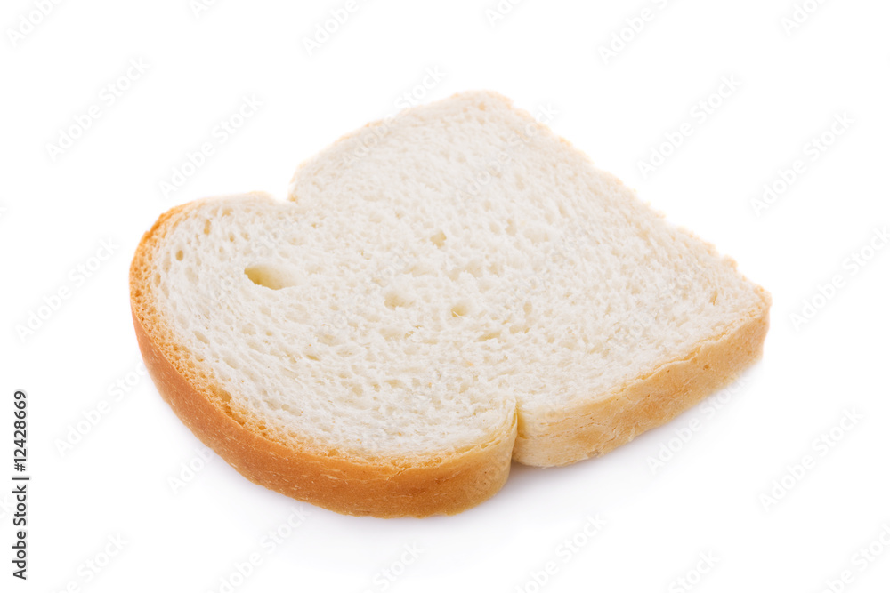 Slice of bread isolated on white background..