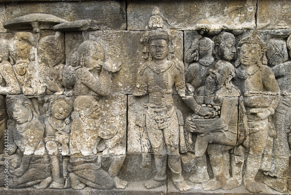 wall of borobudor ,indonesia