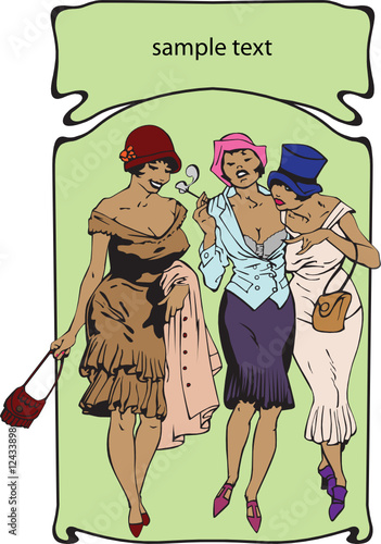 Three going girls of the beginning of 20 centuries