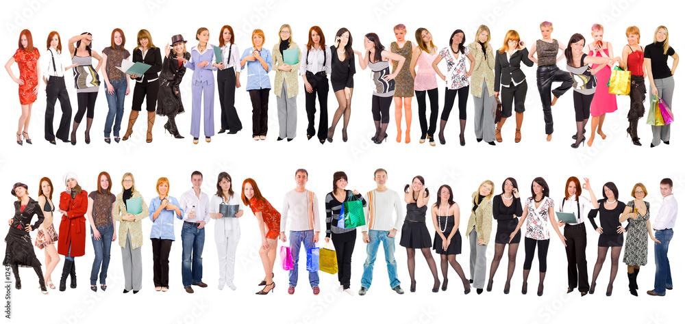 Group of people isolated over white