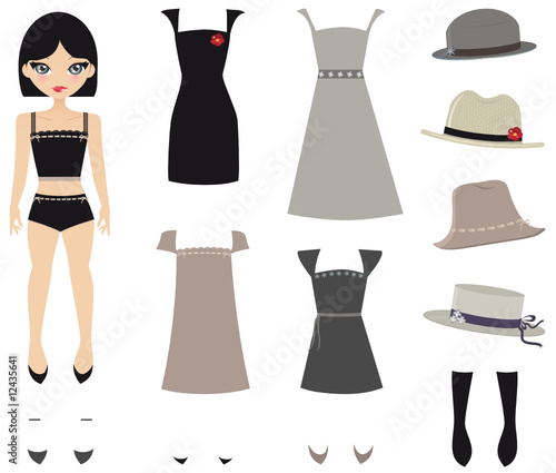 Brunette Paper doll