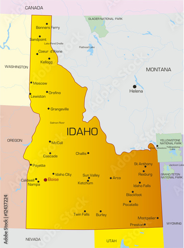 Vector color map of Idaho s...