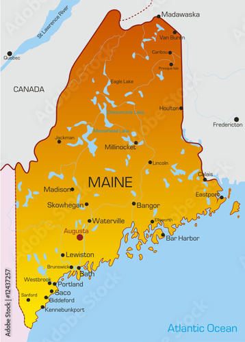 Vector color map of Maine s...