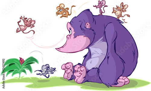 mouse playing on gorilla