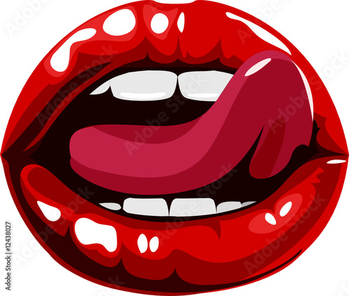 licking sexy red lips illustration