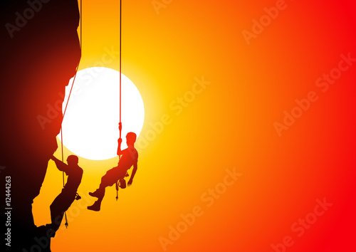 Climbers at sunset