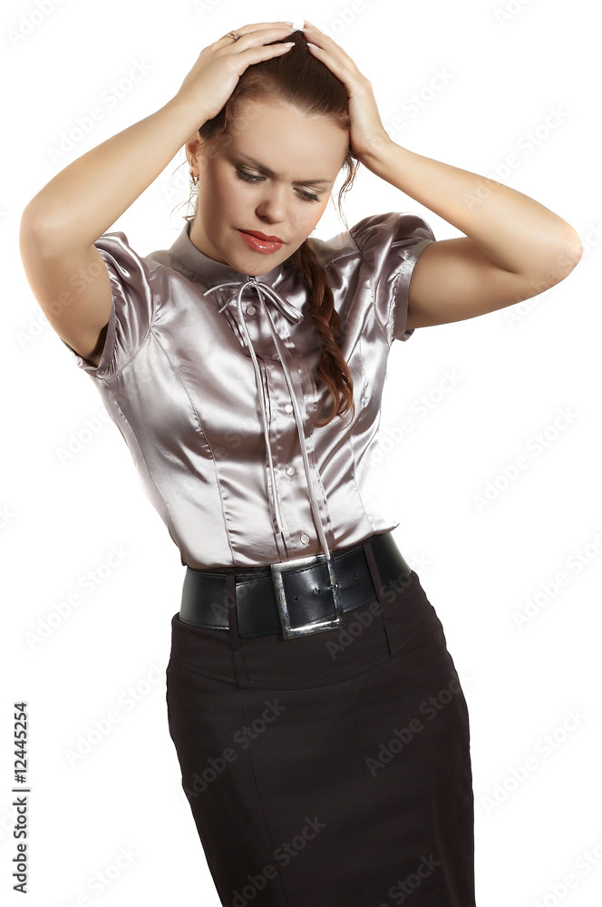 girl has seized a head by hands girl has seized a head by hands