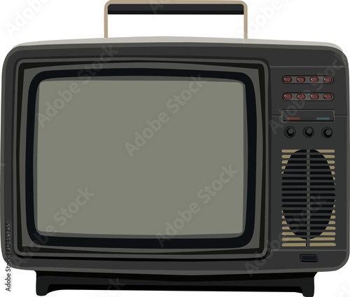 There is an old black tv, vector
