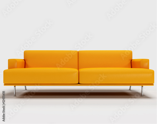 orange sofa isolated on white background - 3d rendering
