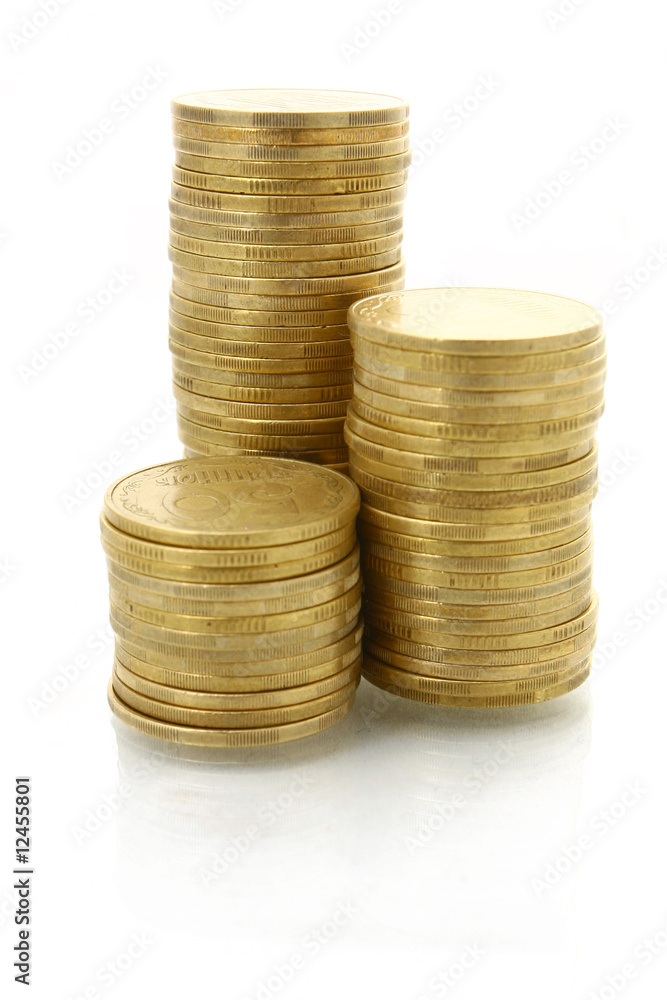 the column of gold chinks isolated on white the column of gold chinks isolated on white