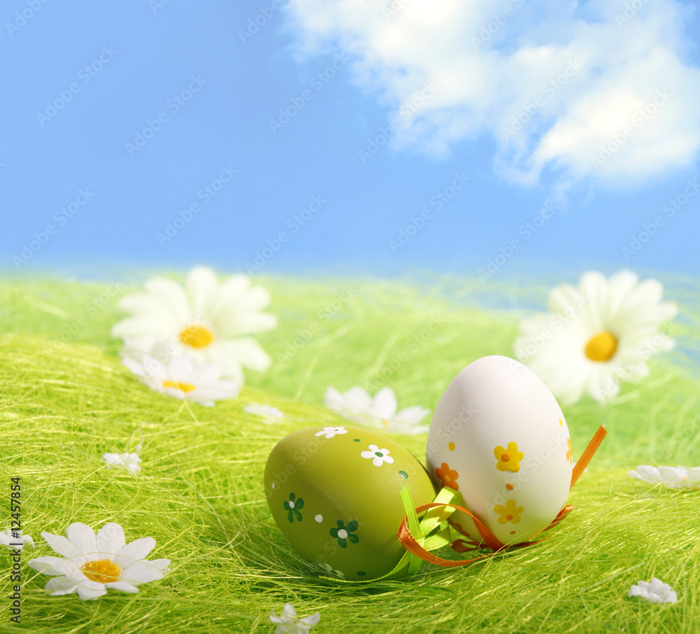 Easter Eggs sitting on grass Easter Eggs sitting on grass