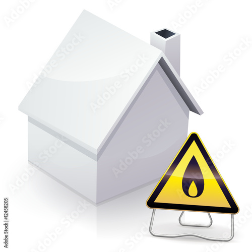 Maison blanche et installation du gaz dangereuse (reflet)