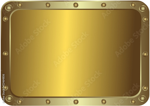 Metal golden platinum with the rounded corners with rivets