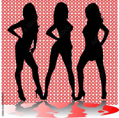 sexy three girl shadow vector silhouettes