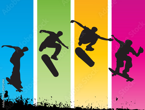 skaters on colord bacgroun
