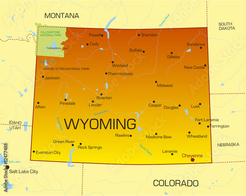 Vector color map of Wyoming...