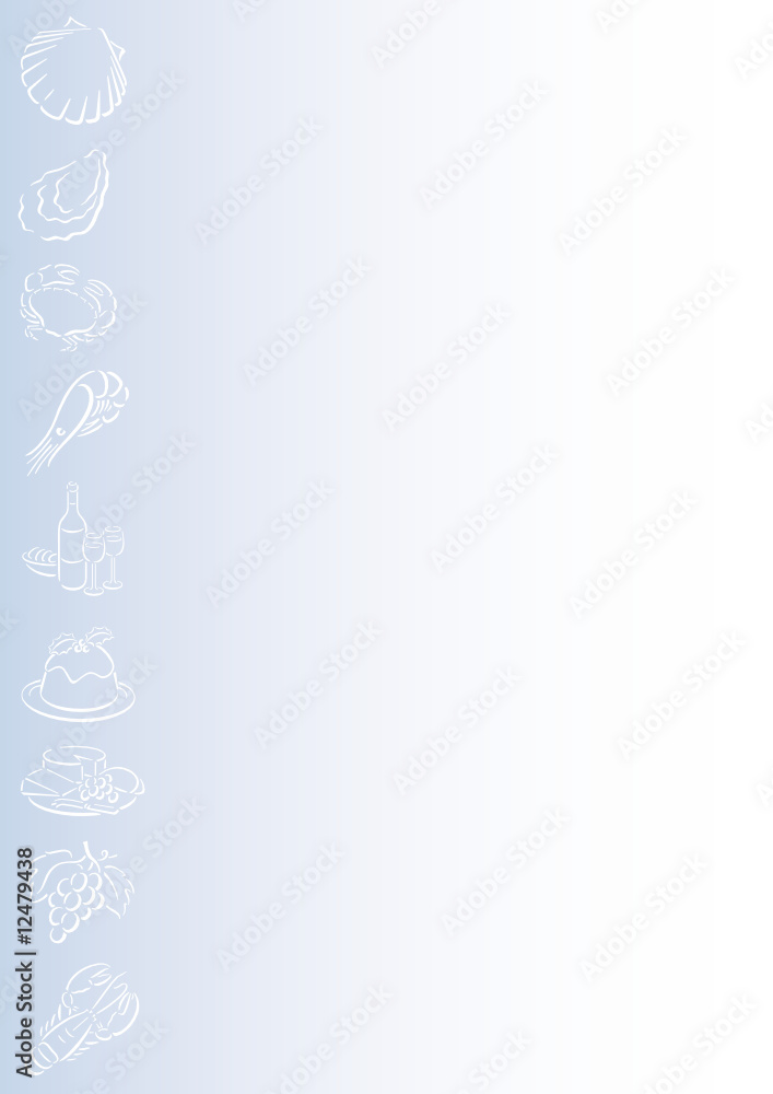 blue gradient background with a border of white food symbols blue gradient background with a border of white food symbols