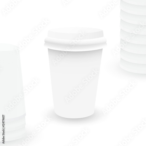 white plastic cup - vector