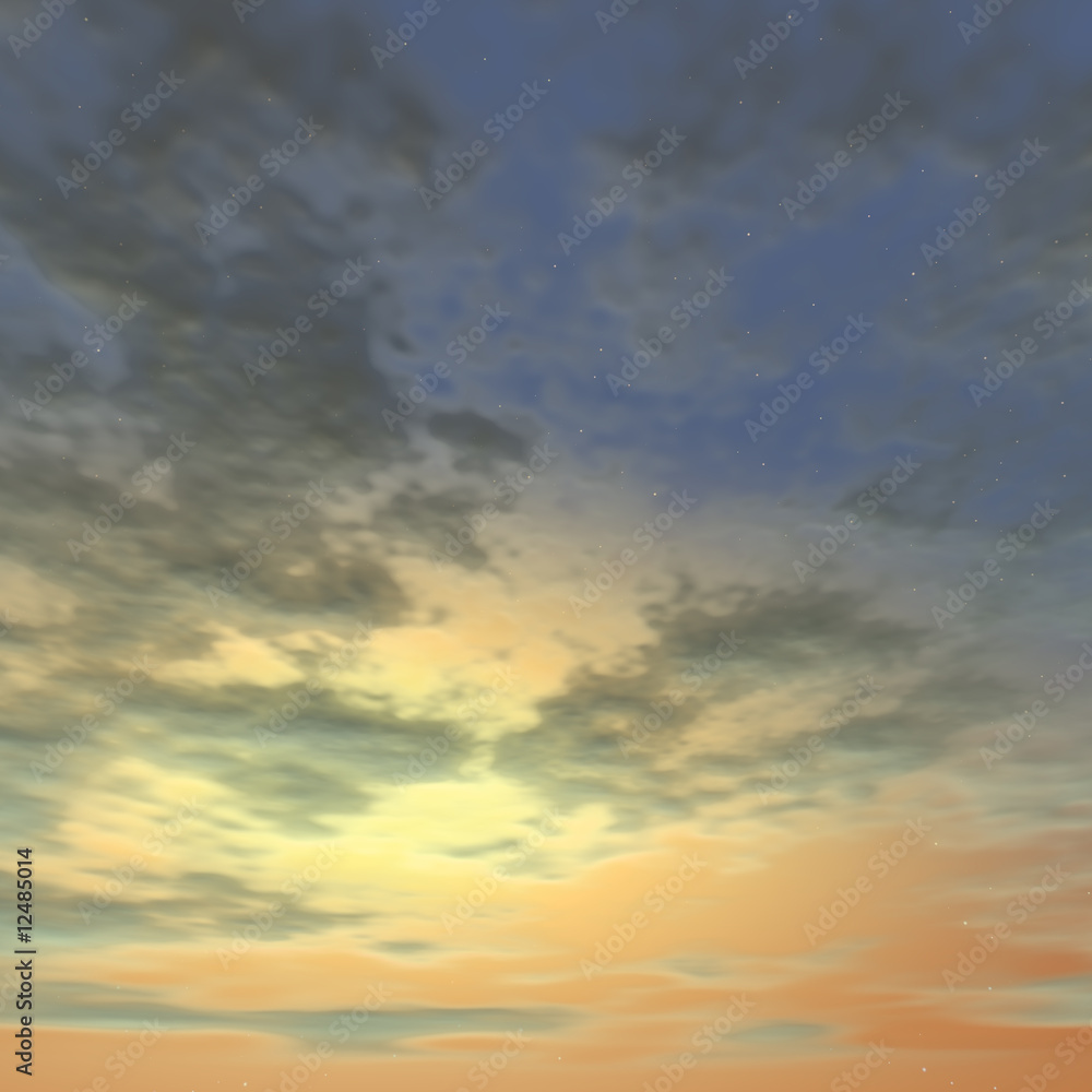 orange sunset and sky -digital artwork