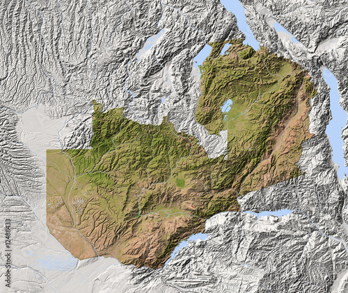 Zambia, shaded relief map photo