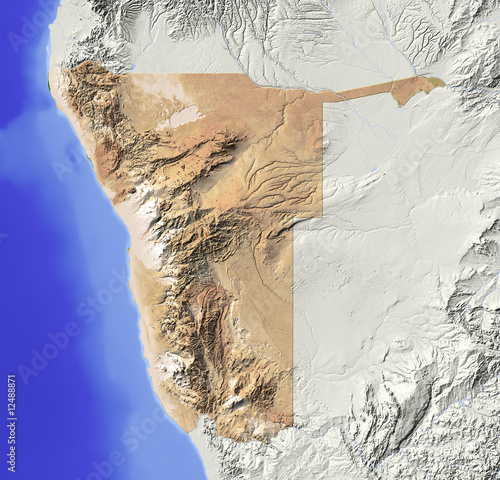 Fototapeta Naklejka Na Ścianę i Meble -  Namibia, shaded relief map