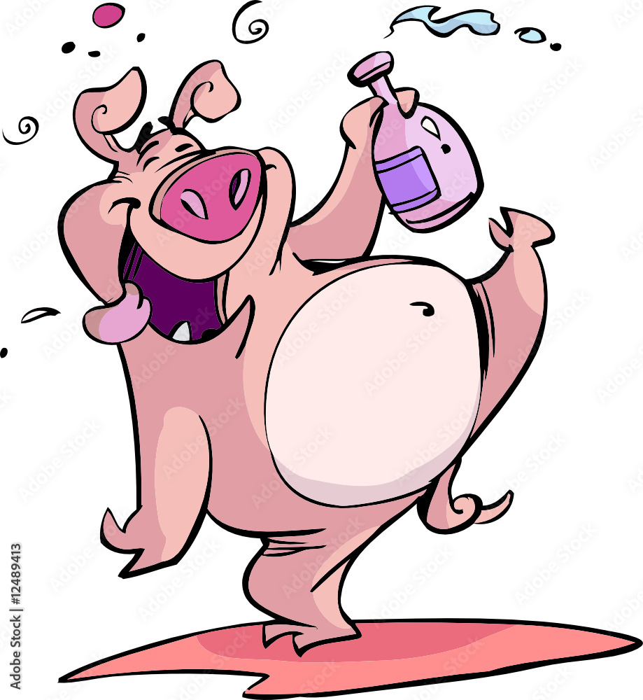 drunk pig Stock Vector Adobe Stock