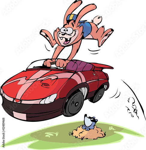 rabbit in fast car