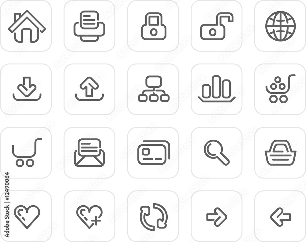 Plain icon set: Website and Internet Plain icon set: Website and Internet