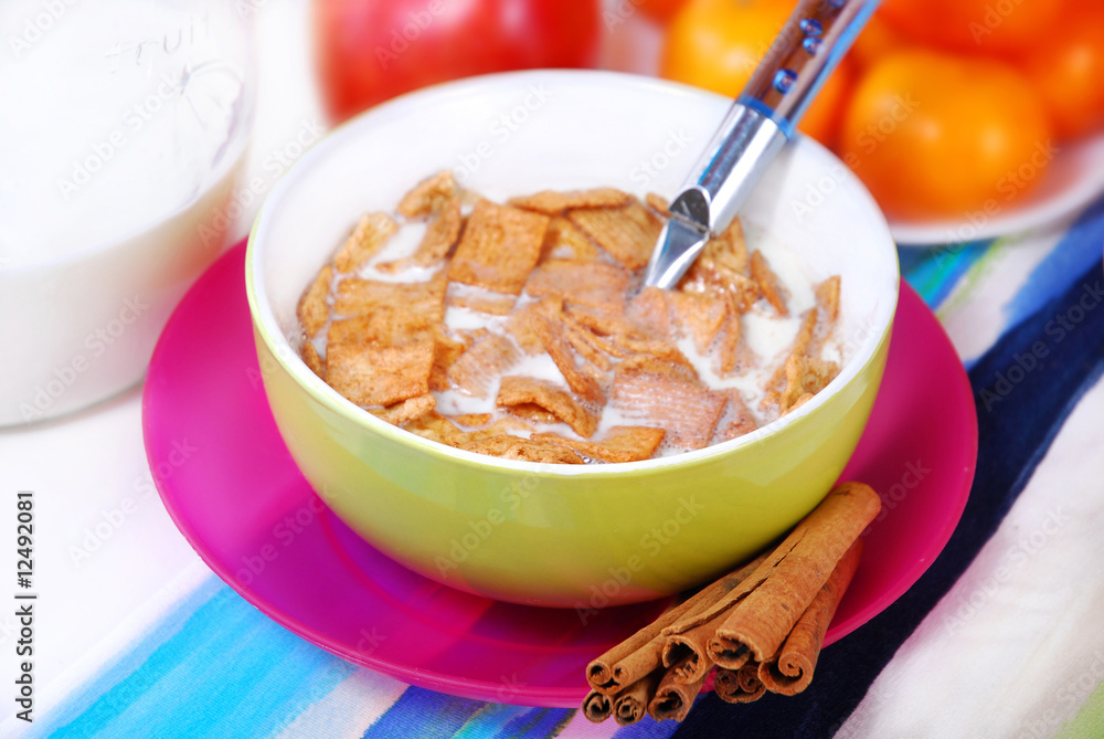 cornflakes and cinnamon stick