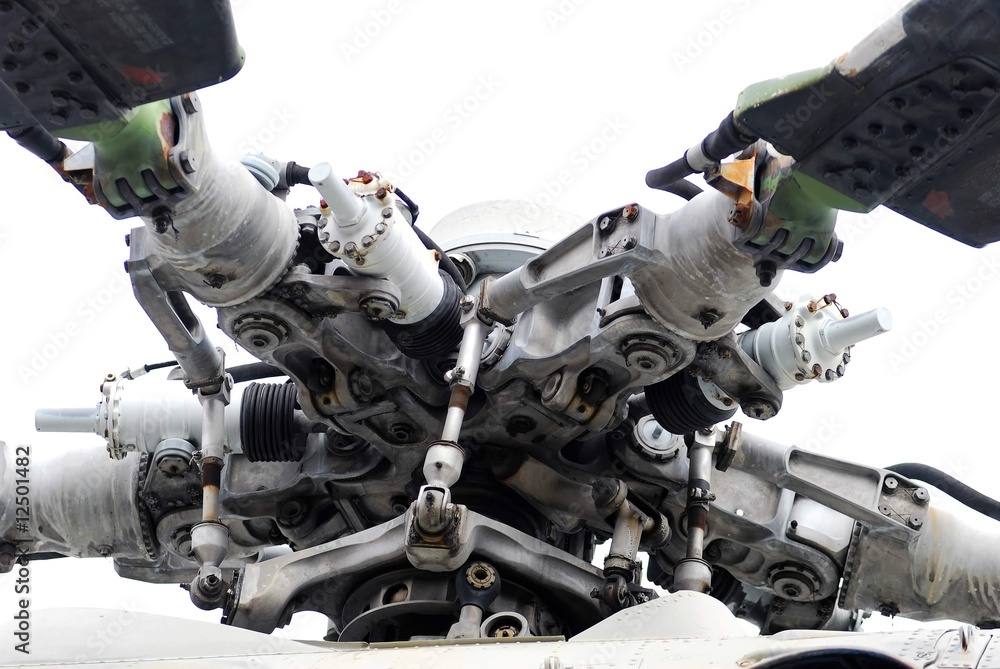 Fototapeta premium Foto des Steuerungsaufbaus eines Hubchrauber-Rotors