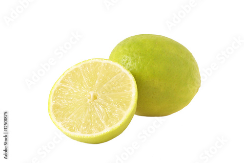 Closeup of lemons on white
