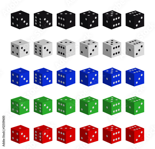 Collection of vector multicolored dices