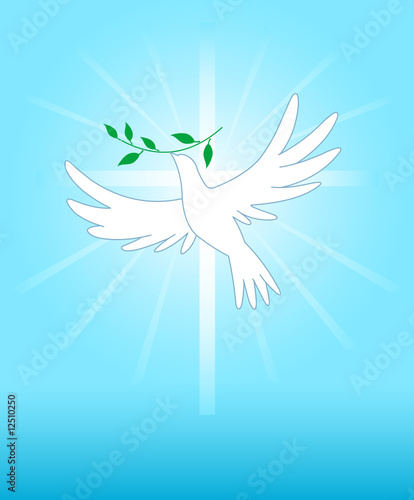 Peace dove on the cross background