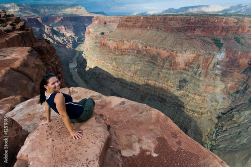 Woman and Grand Canyon at Toroweap photo