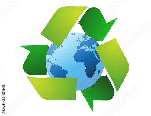 World globe with recycle signs vector