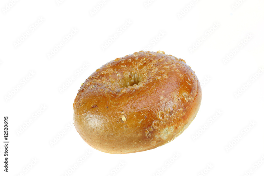 Whole Wheat Bagel Isolated on White with Copy Space