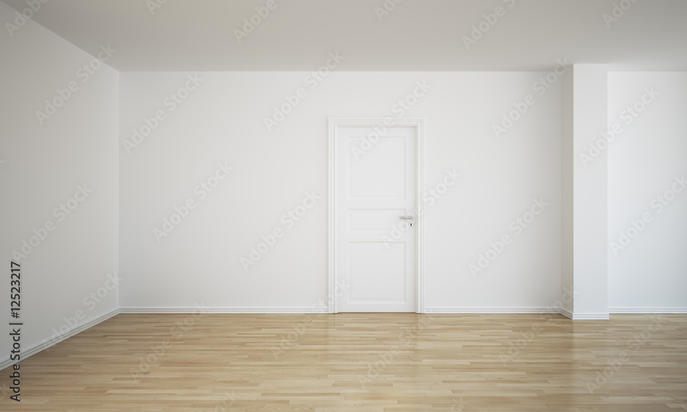 Fototapeta premium Empty room with a closed door