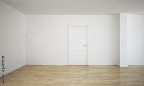 Empty room with a closed door