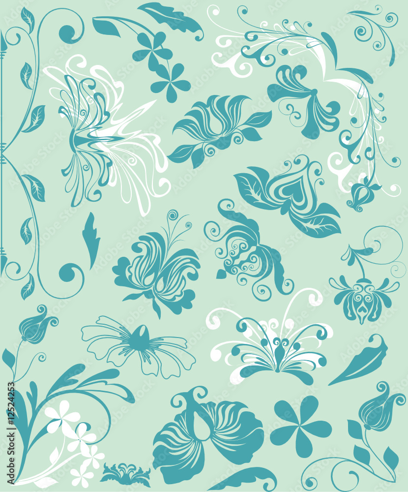 Fototapeta premium abstract flowers - design elements
