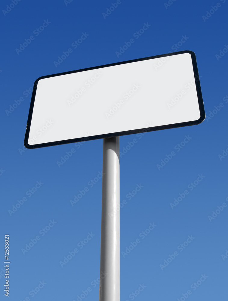White sign with space for text. White sign with space for text.