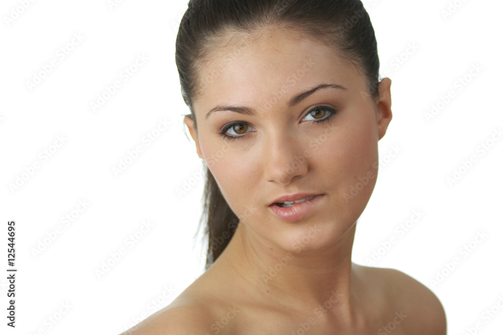 Portrait of young woman with health skin of face Portrait of young woman with health skin of face