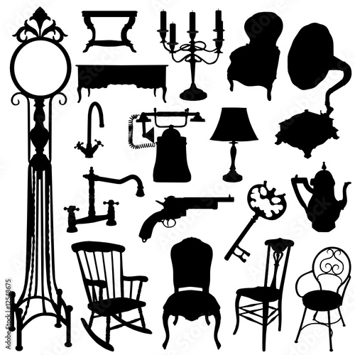 antique objects set