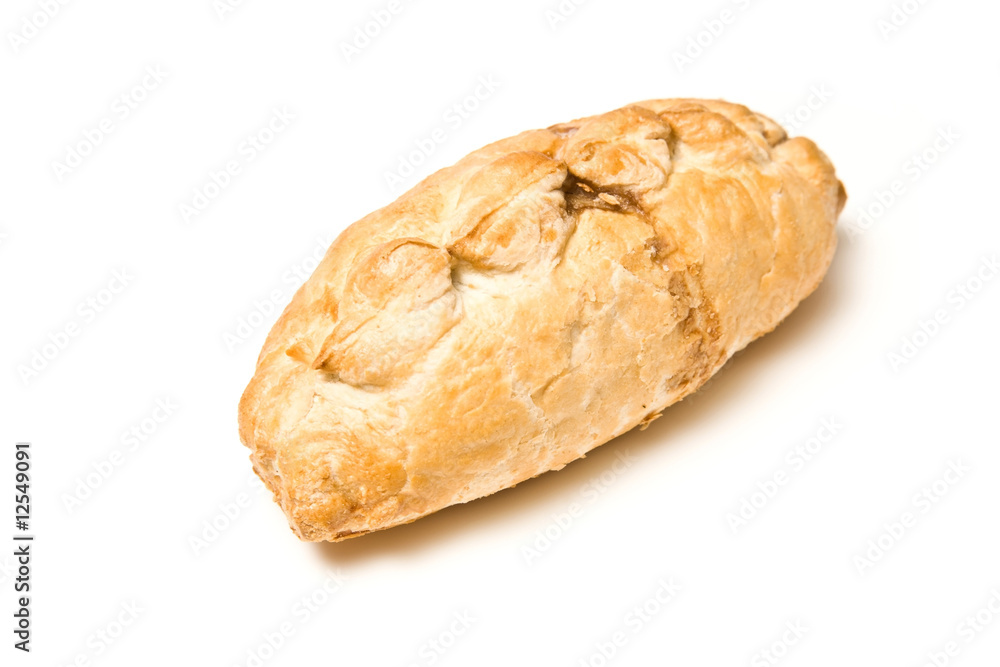 Cornish pasty isolated on a white studio background. Cornish pasty isolated on a white studio background.
