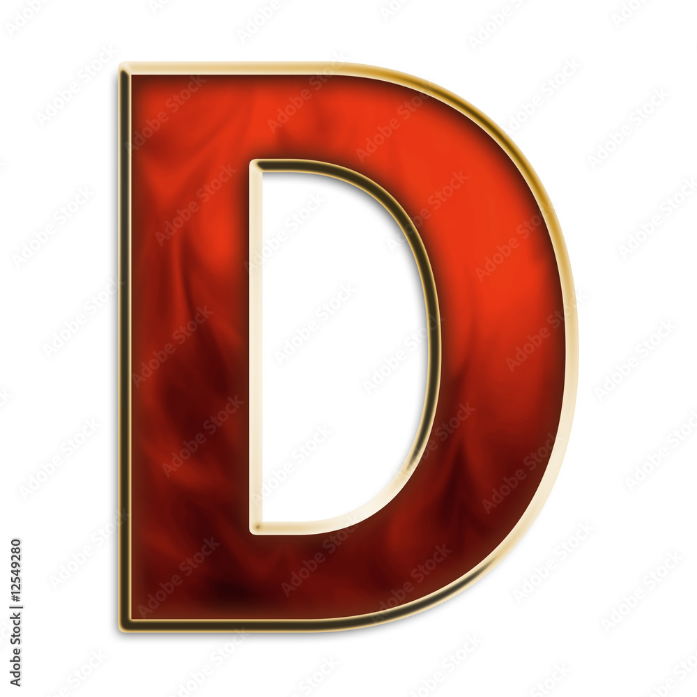 Letter D in fiery orange & gold Letter D in fiery orange & gold