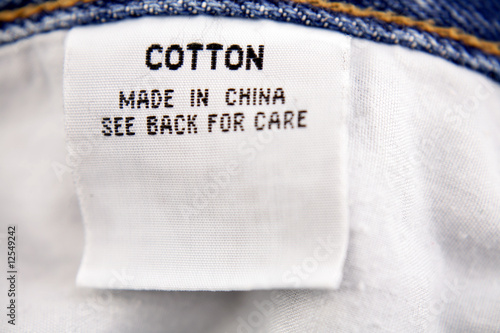 Cotton label on jeans