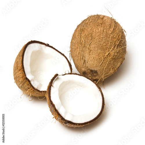 Coconuts isolated on a white studio background.