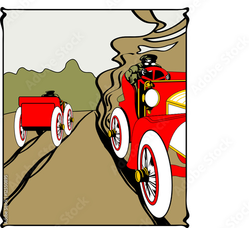 The nineteenth century car in style art-nouvea