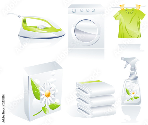 Dry cleaner's vector icon set