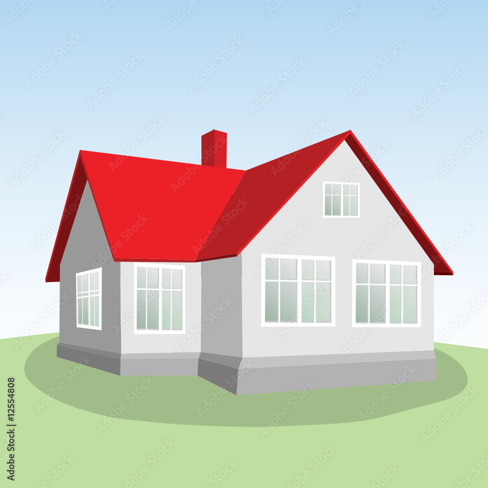 House on a green hill. Vector. House on a green hill. Vector.